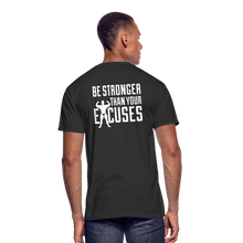 Laden Sie das Bild in den Galerie-Viewer, Men’s 50/50 T-Shirt &quot;be stronger than your excuses&quot; - black
