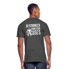 Laden Sie das Bild in den Galerie-Viewer, Men’s 50/50 T-Shirt &quot;be stronger than your excuses&quot; - charcoal
