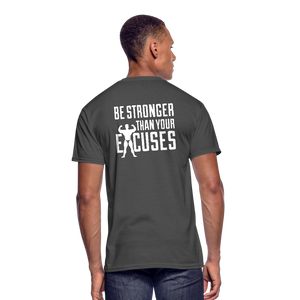 Men’s 50/50 T-Shirt "be stronger than your excuses" - charcoal